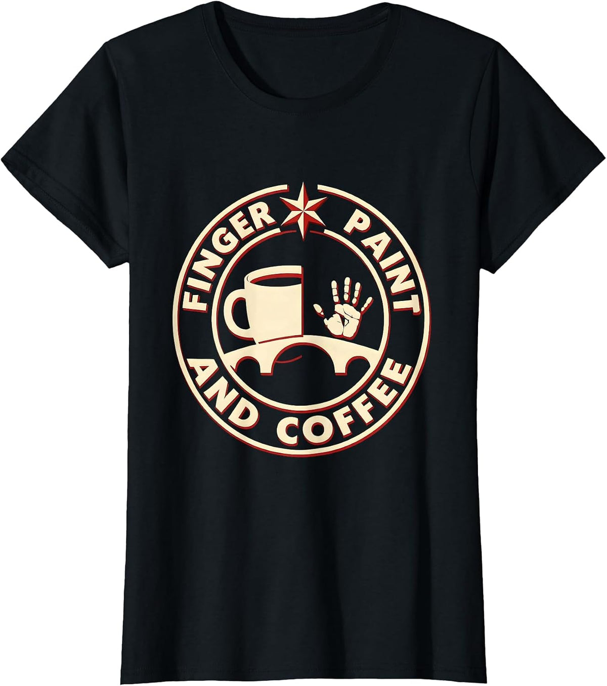 Finger Paint And Coffee Preschool Teacher Design T-Shirt - Black