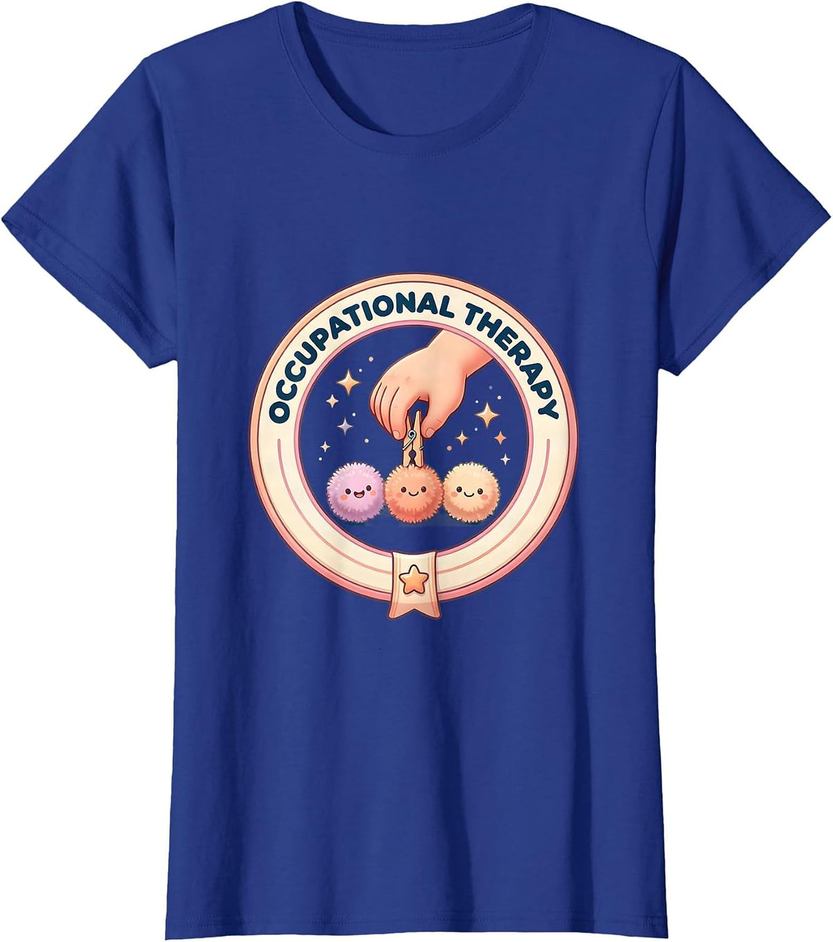 Women's Occupational Therapy Cute Kawaii OT Month Retro Badge T-Shirt - Royal Blue
