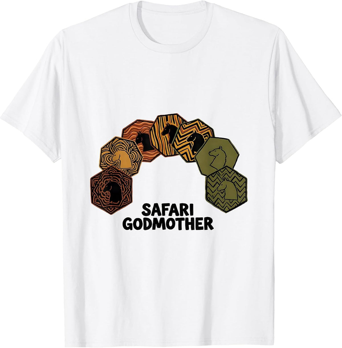 Men's Safari Godmother Playful Matching Zoo Animal-Print Squad T-Shirt - White