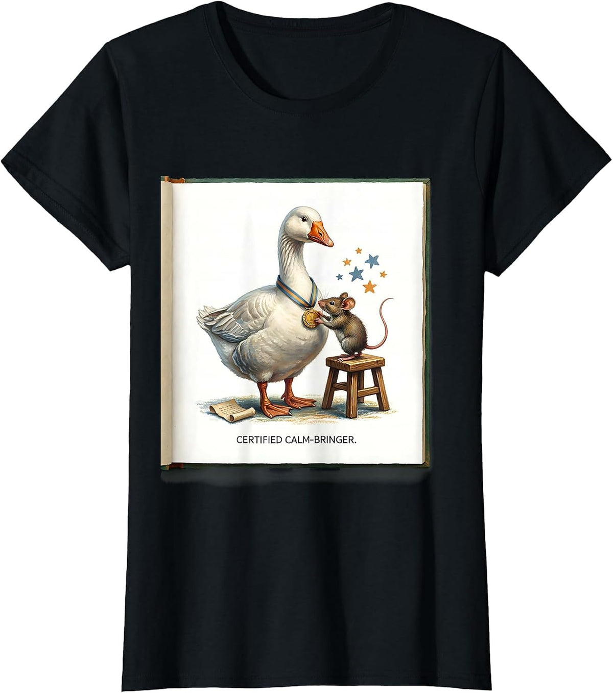 Certified Calm-Bringer Funny Mental Health Counselor Goose T-Shirt - Black