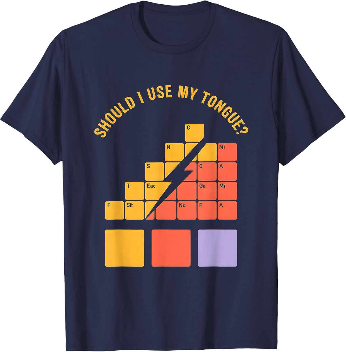 Should I Use My Tongue Funny Periodic Table Science Teacher T-Shirt - Navy Blue