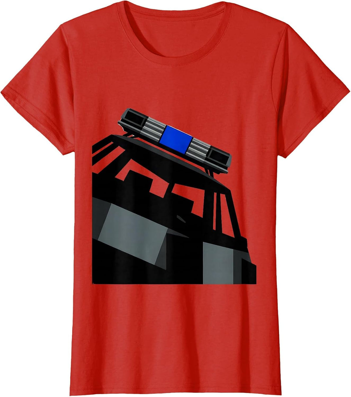Police Light Bar Modernist Thin Blue Line Support T-Shirt - Red