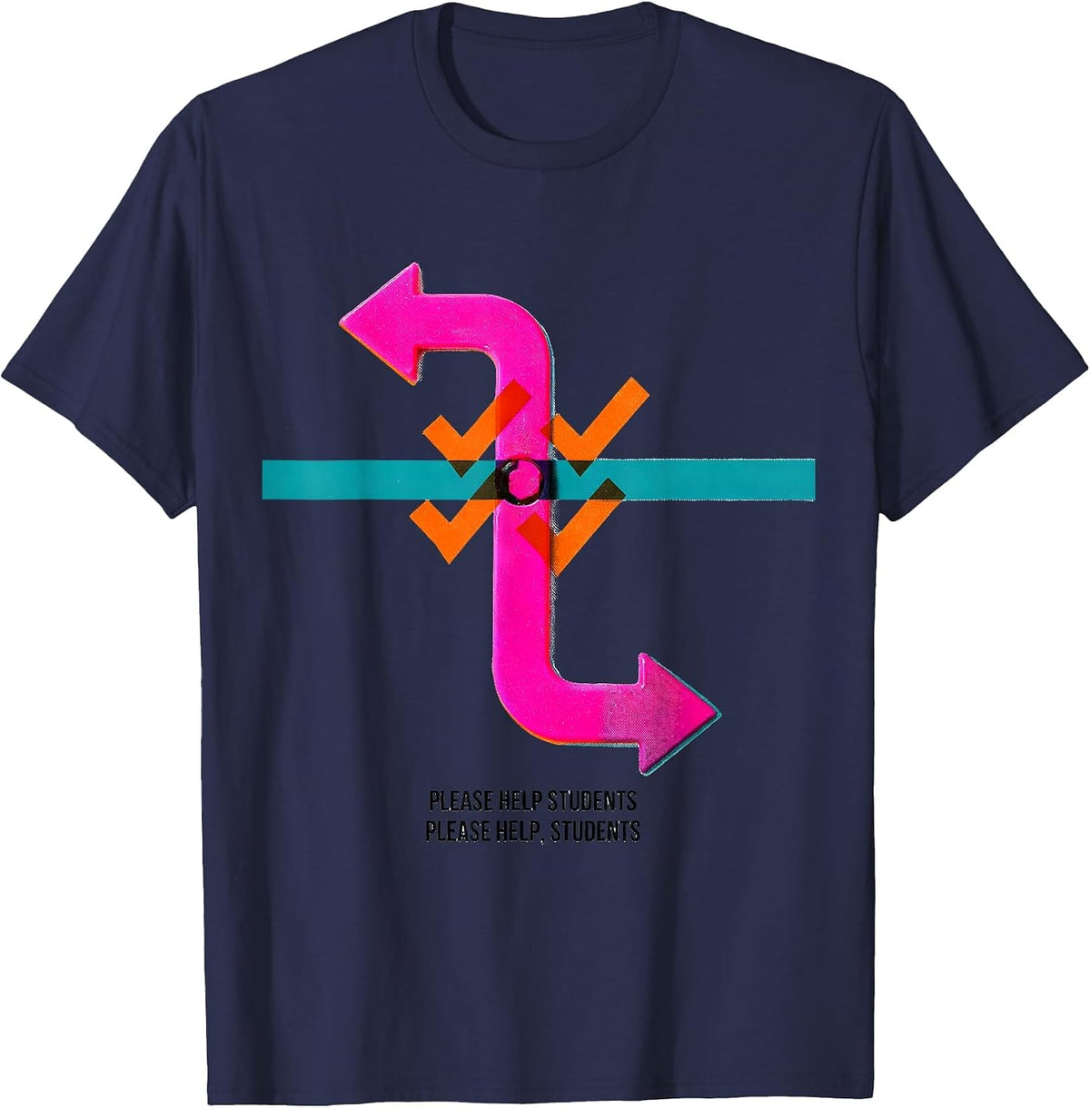 Please Help Students Please Help, Students Grammar Teacher T-Shirt - Navy Blue