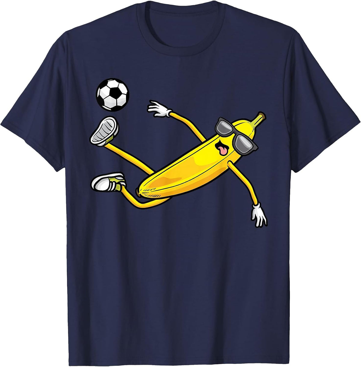 Banana Playing Soccer Fruit Soccer Player T-Shirt - Navy Blue