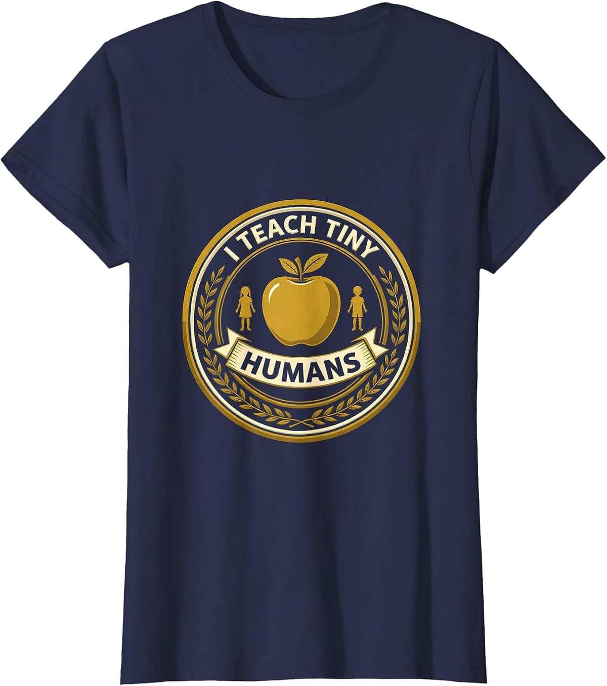 Women's I Teach Tiny Humans Teacher Graphic Design T-Shirt - Navy Blue