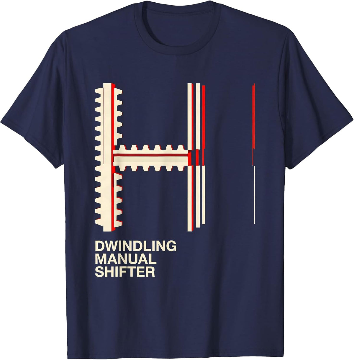 Dwindling Manual Shifter Funny Manual Transmission Car Guy T-Shirt - Navy Blue