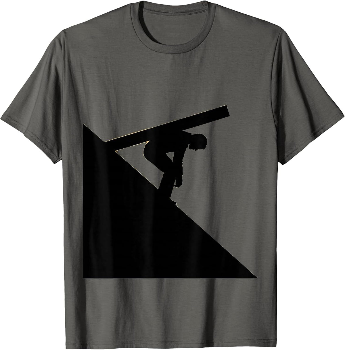 Silhouette Carrying Cross Up the Hill Design T-Shirt - Asphalt Grey