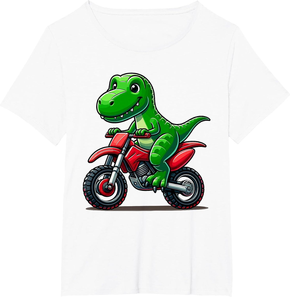 Dirt Bike & Motocross for Boys | Motorcycle Riding, Dinosaur T-Shirt - White