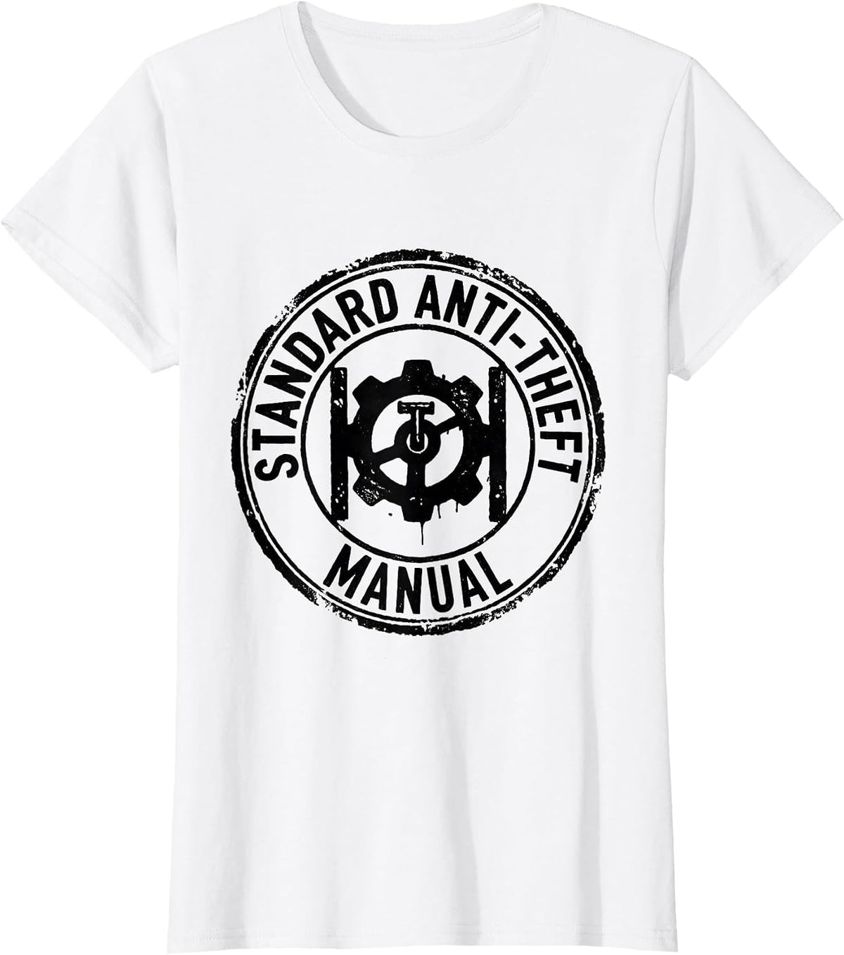 Women's Standard Anti-Theft: Manual Gearbox Driver Car Guy T-Shirt - White