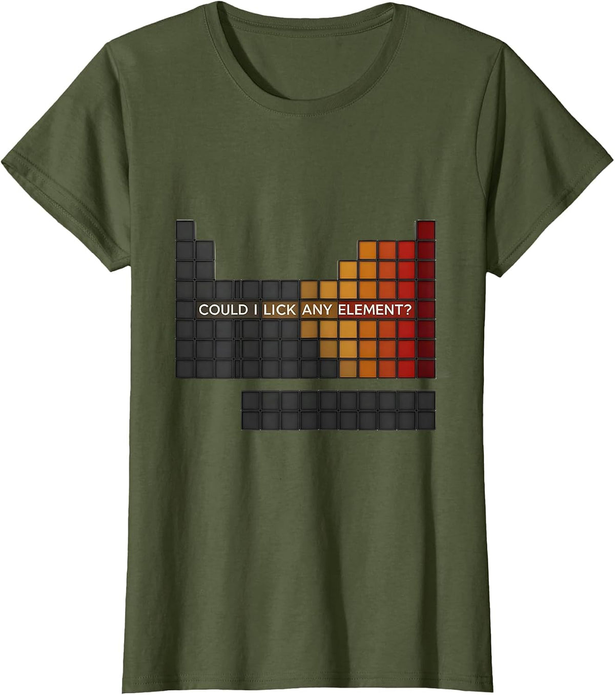 Women's Could I Lick Any Element Funny Periodic Table Science T-Shirt - Olive Green