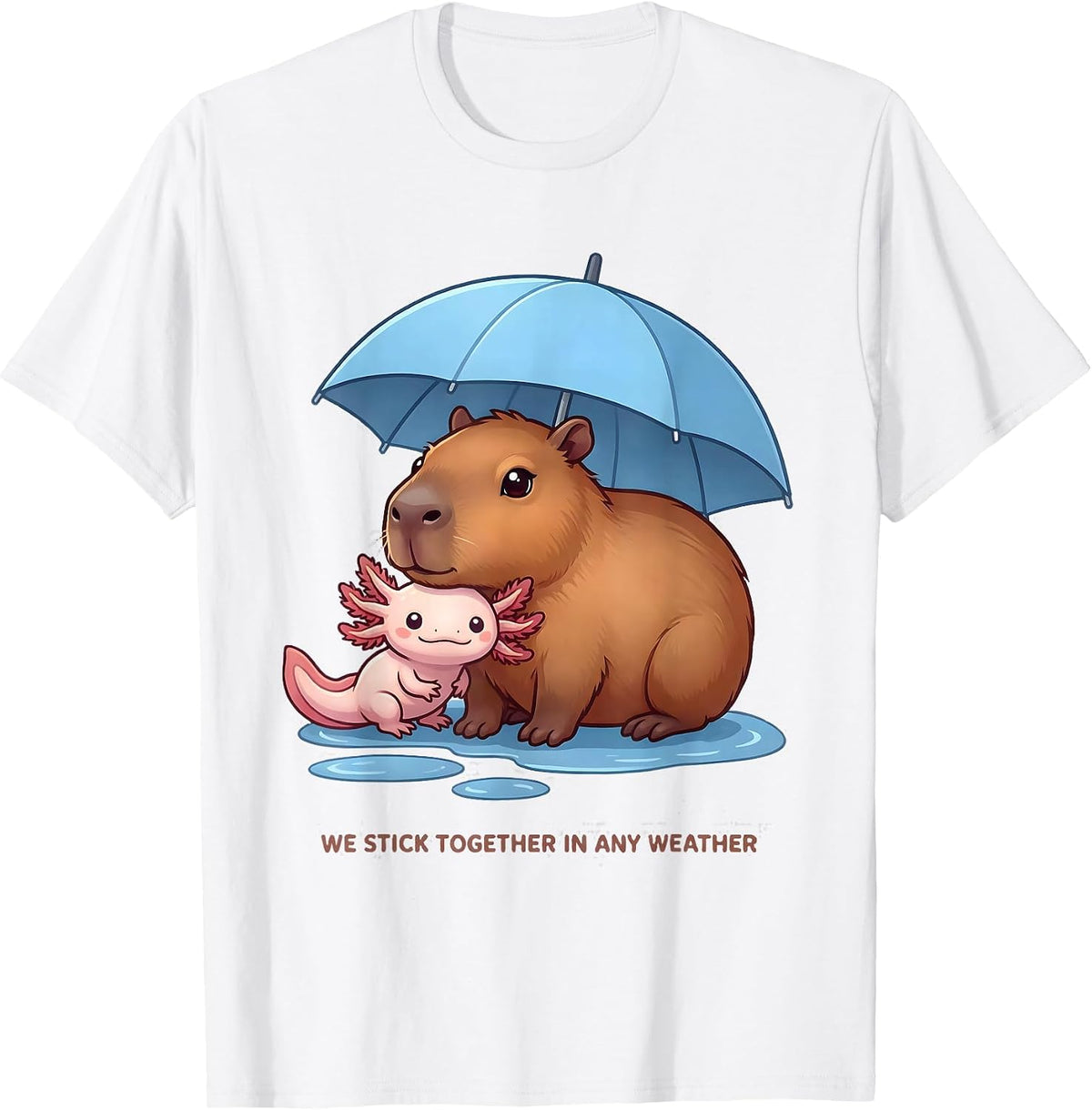 We Stick Together In Any Weather Cute Kawaii Capybara T-Shirt - White