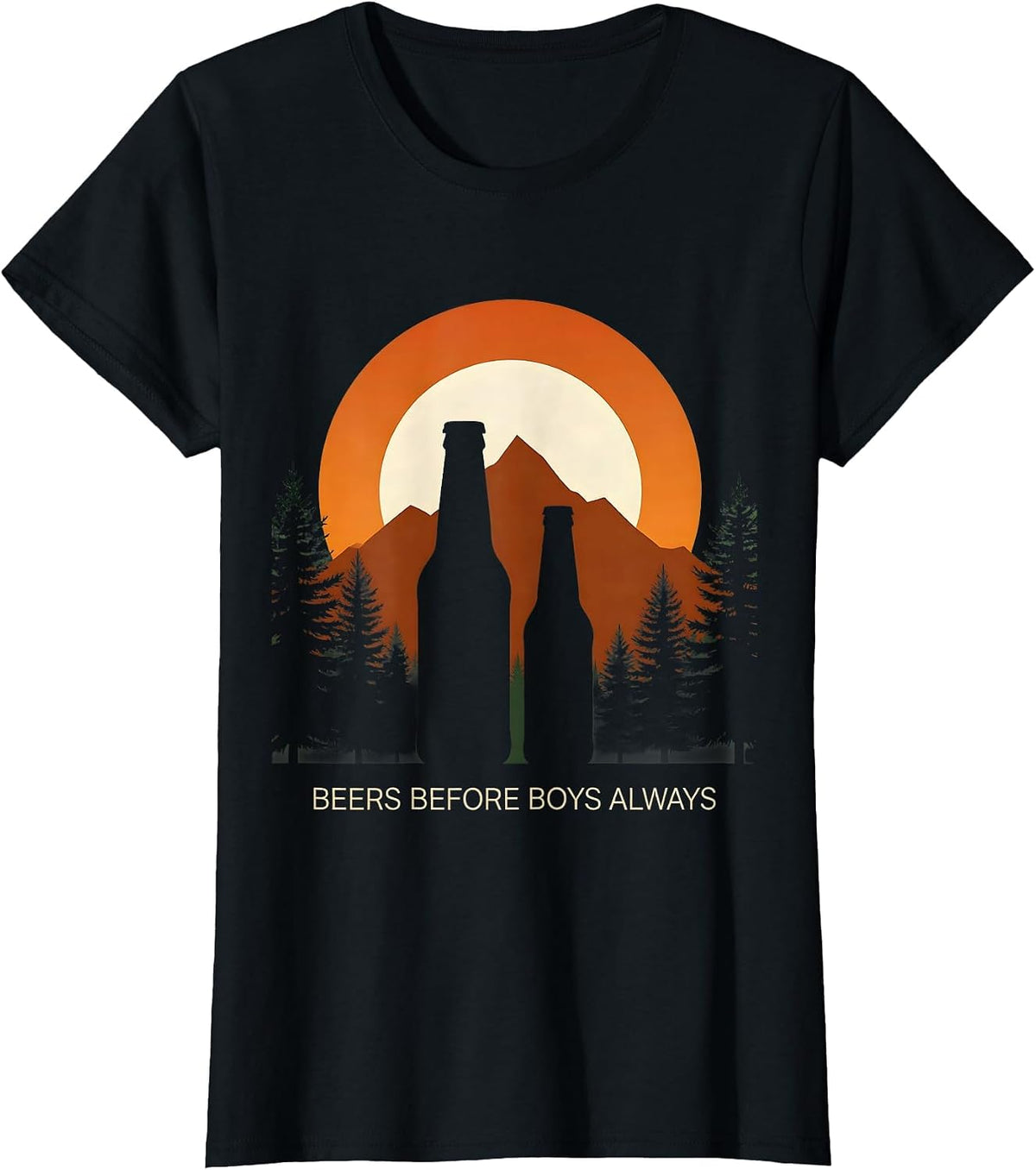 Women's Beers Before Boys Always Funny Beer Lover Design T-Shirt - Black