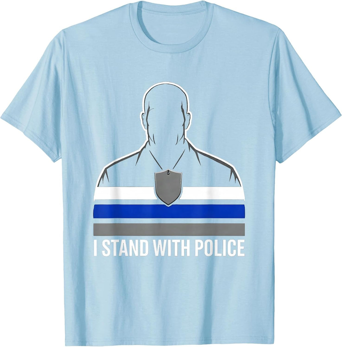 I Stand With Police Thin Blue Line Police Support K9 T-Shirt - Baby Blue