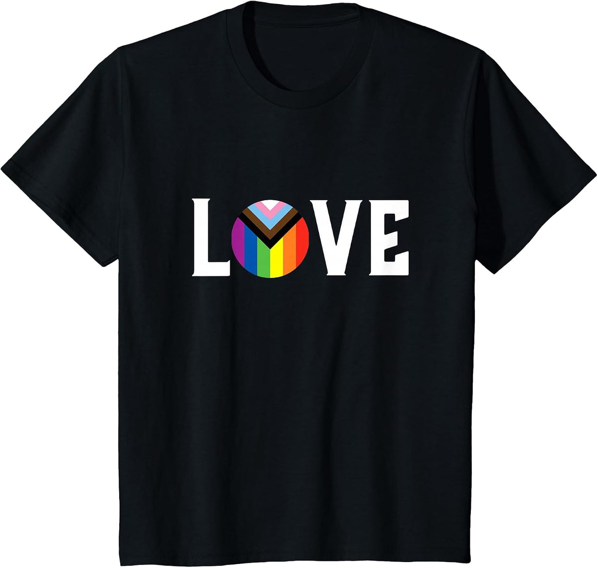 LGBTQ+ Progress Pride Flag Love T-Shirt - Black