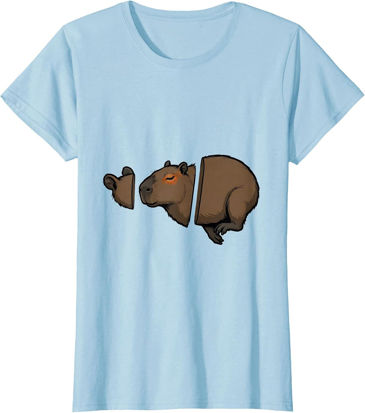 Exploded Capybara Silhouette Funny Animal Meme Gamer T-Shirt - Baby Blue