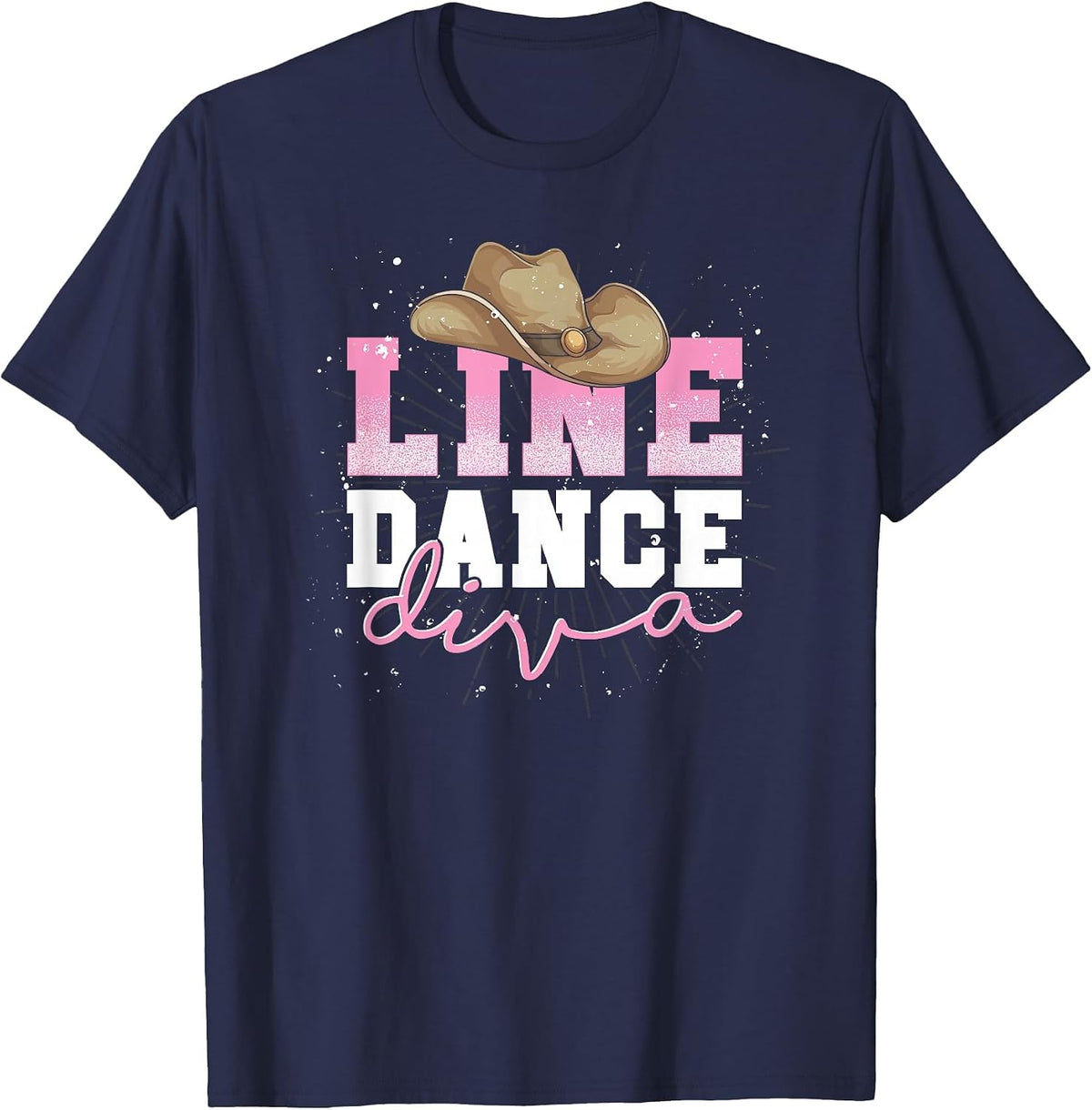 Line Dancing Western Cowgirl Diva Women Cowboy Line Dance T-Shirt - Navy Blue