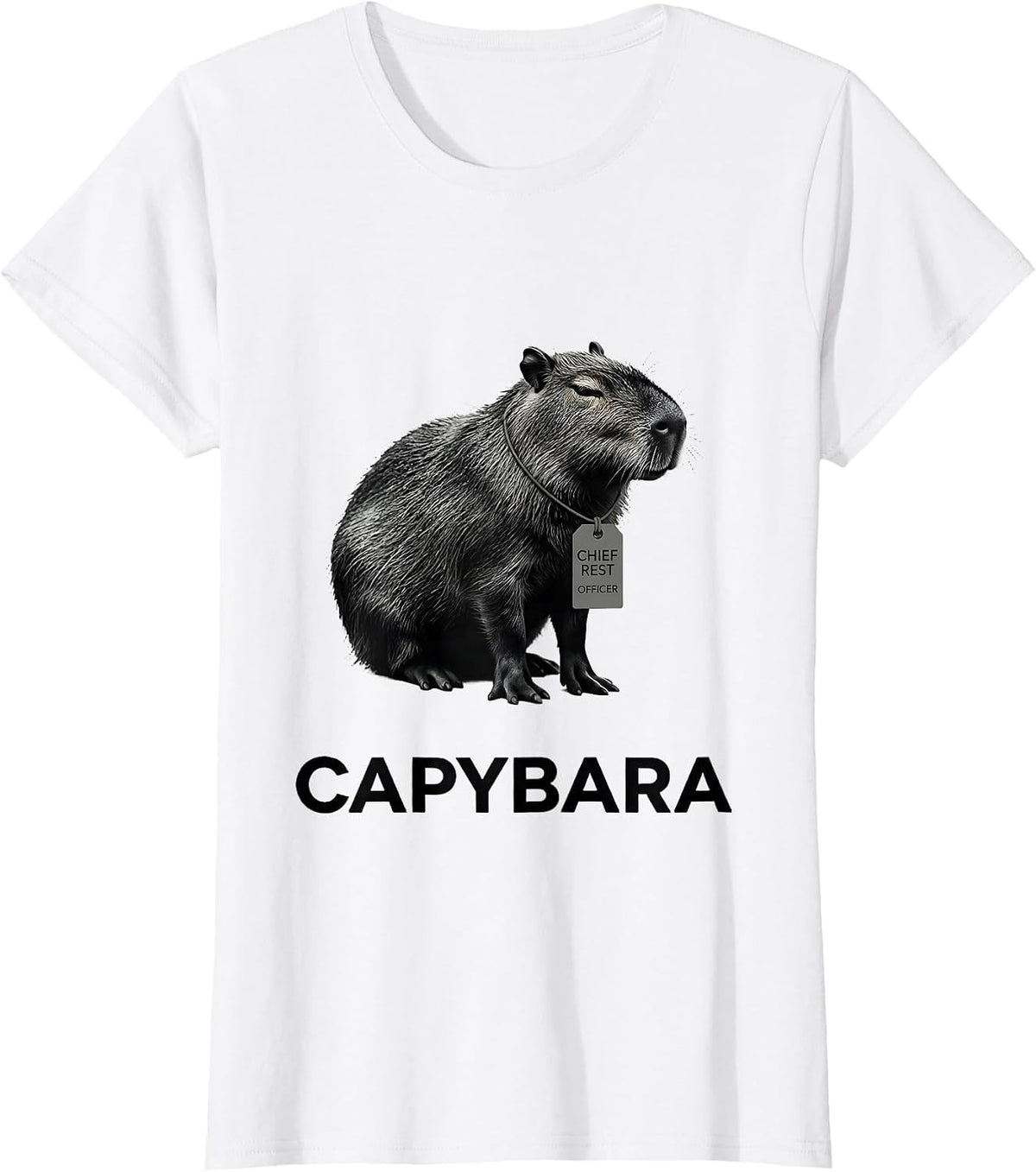 Capybara, Chief Rest Officer Funny Gamer Meme Humor T-Shirt - White
