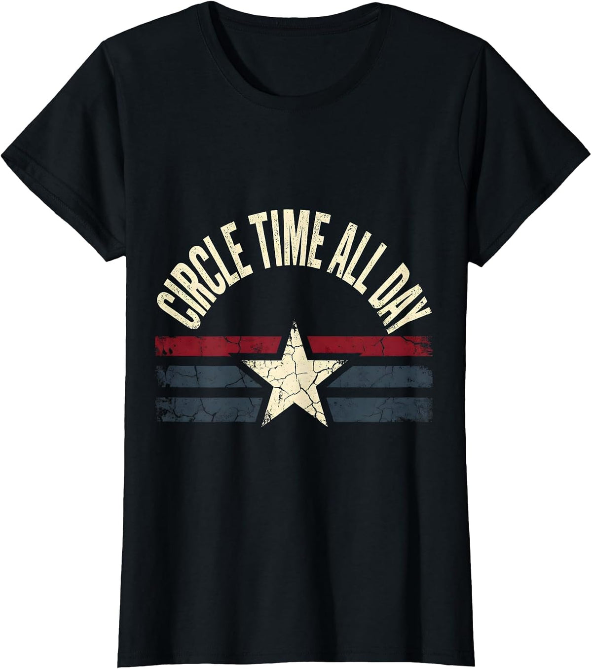 Circle Time All Day Preschool Teacher Design T-Shirt - Black