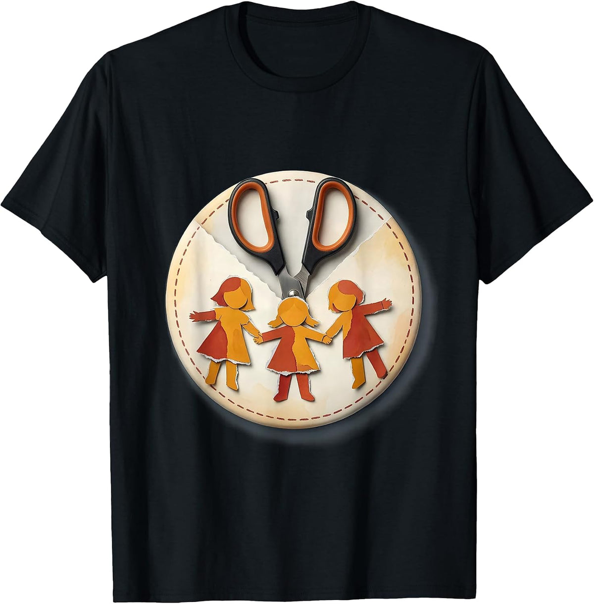 Men's Preschool Teacher Scissors Paper Chain Children Graphic T-Shirt - Black