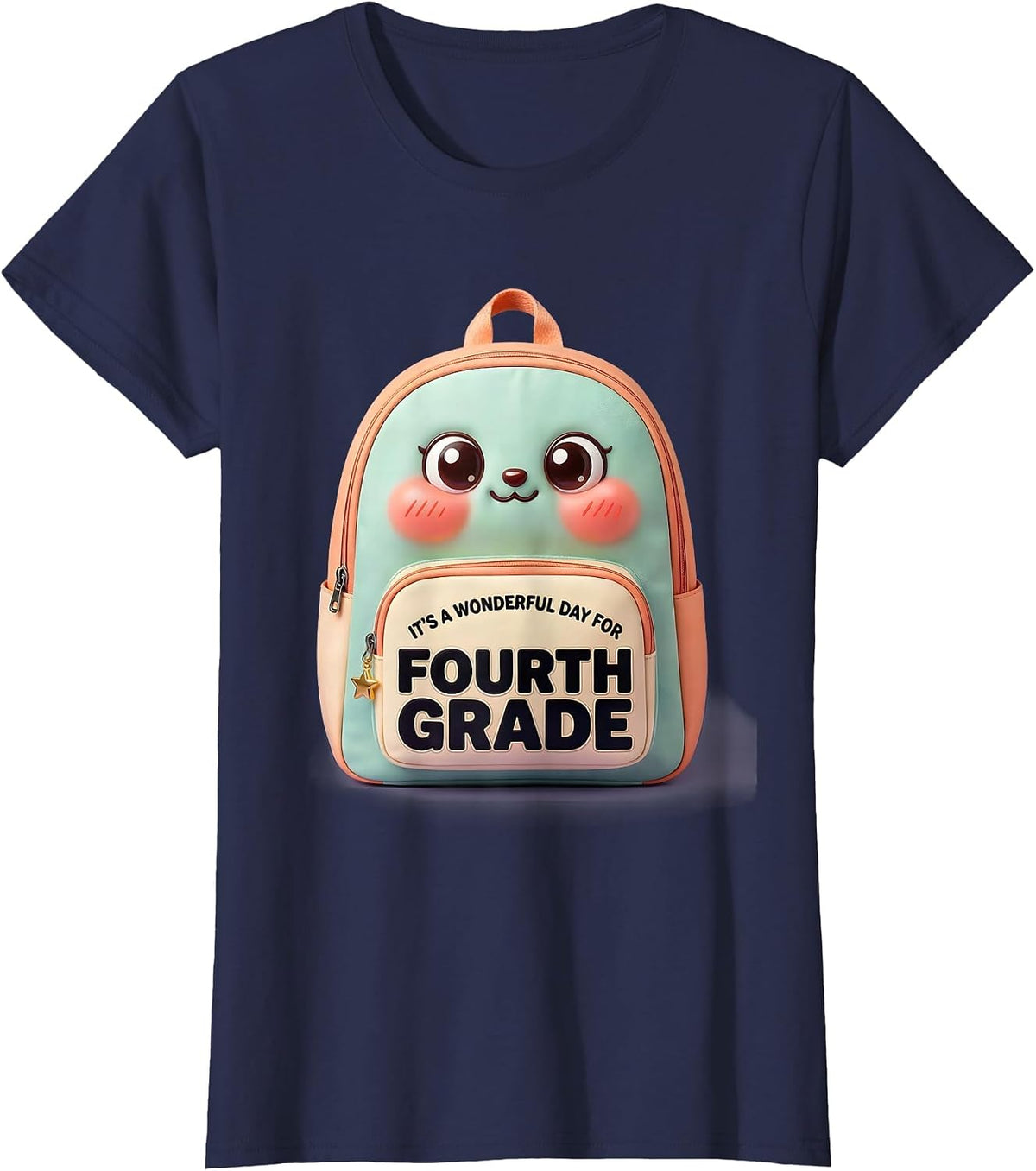Women's It's A Wonderful Day For Fourth Grade Cute Kawaii Teacher T-Shirt - Navy Blue