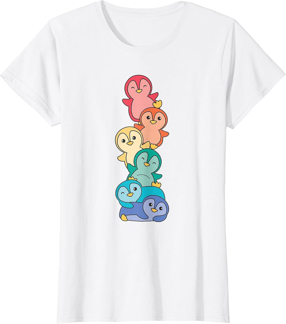 Rainbow Flag Pride Month LGBTQ Rainbow Penguin T-Shirt - White