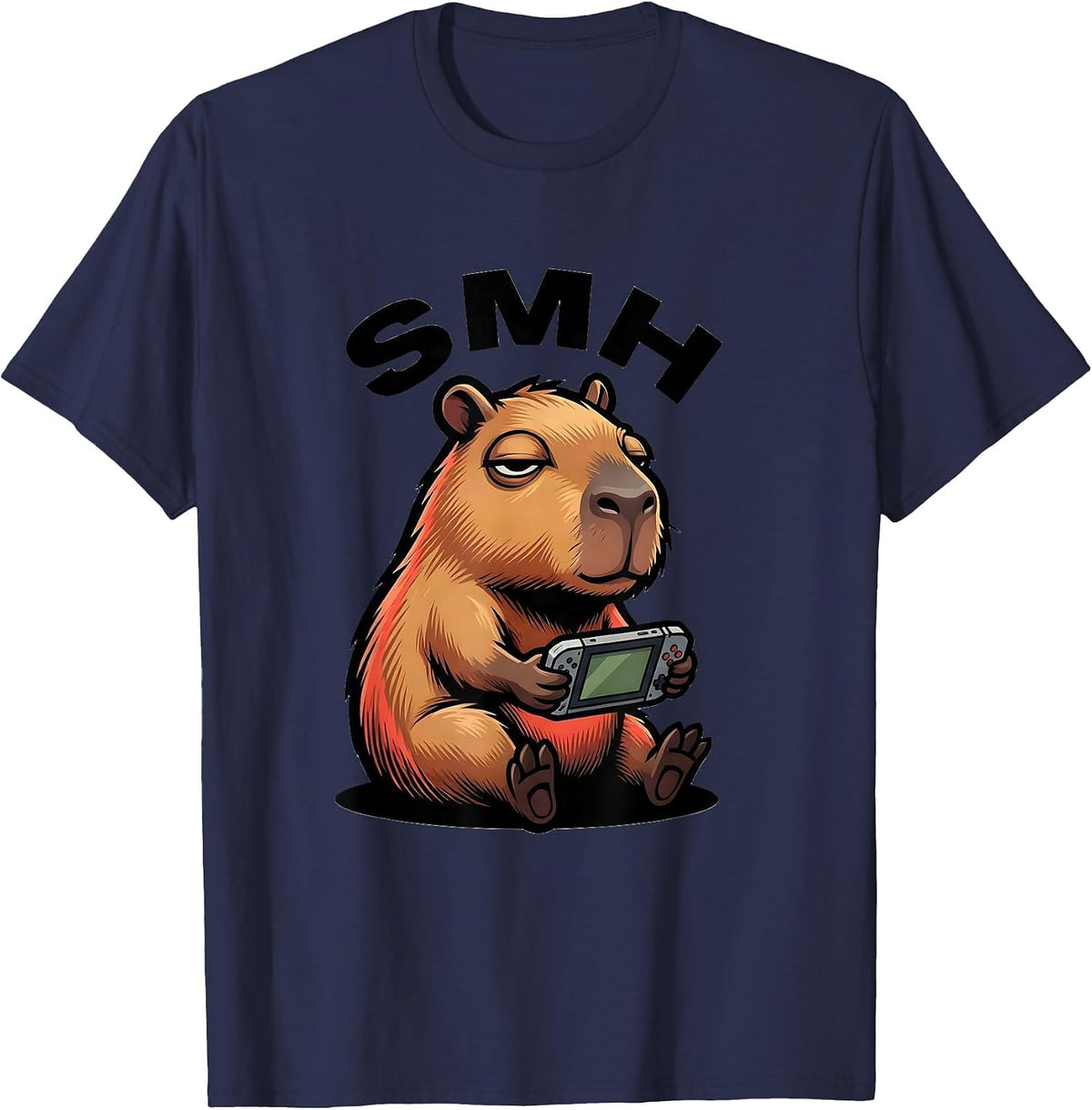 Men's smh Funny Capybara Gamer Meme Humor Video Games T-Shirt - Navy Blue