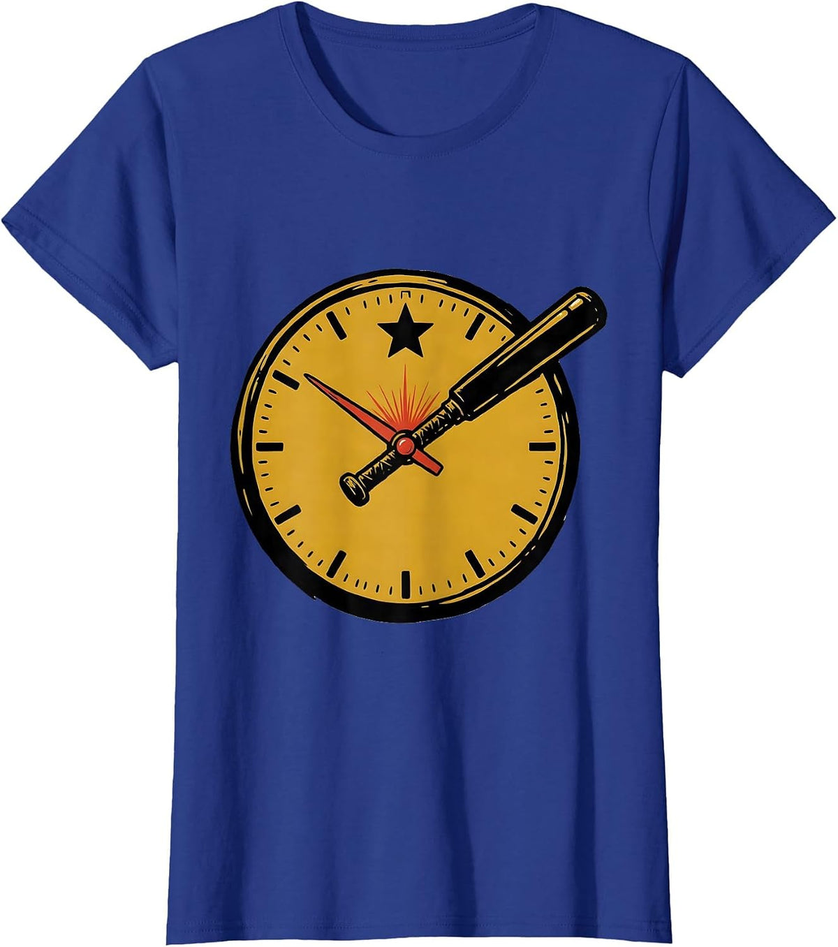 Women's Police Baton Clock Funny Cop Gift Law Enforcement Humor T-Shirt - Royal Blue