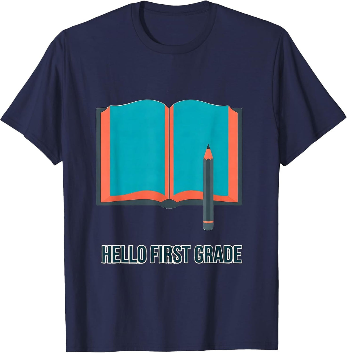 Hello First Grade Pastel Flat Vector Back To School Kids T-Shirt - Navy Blue