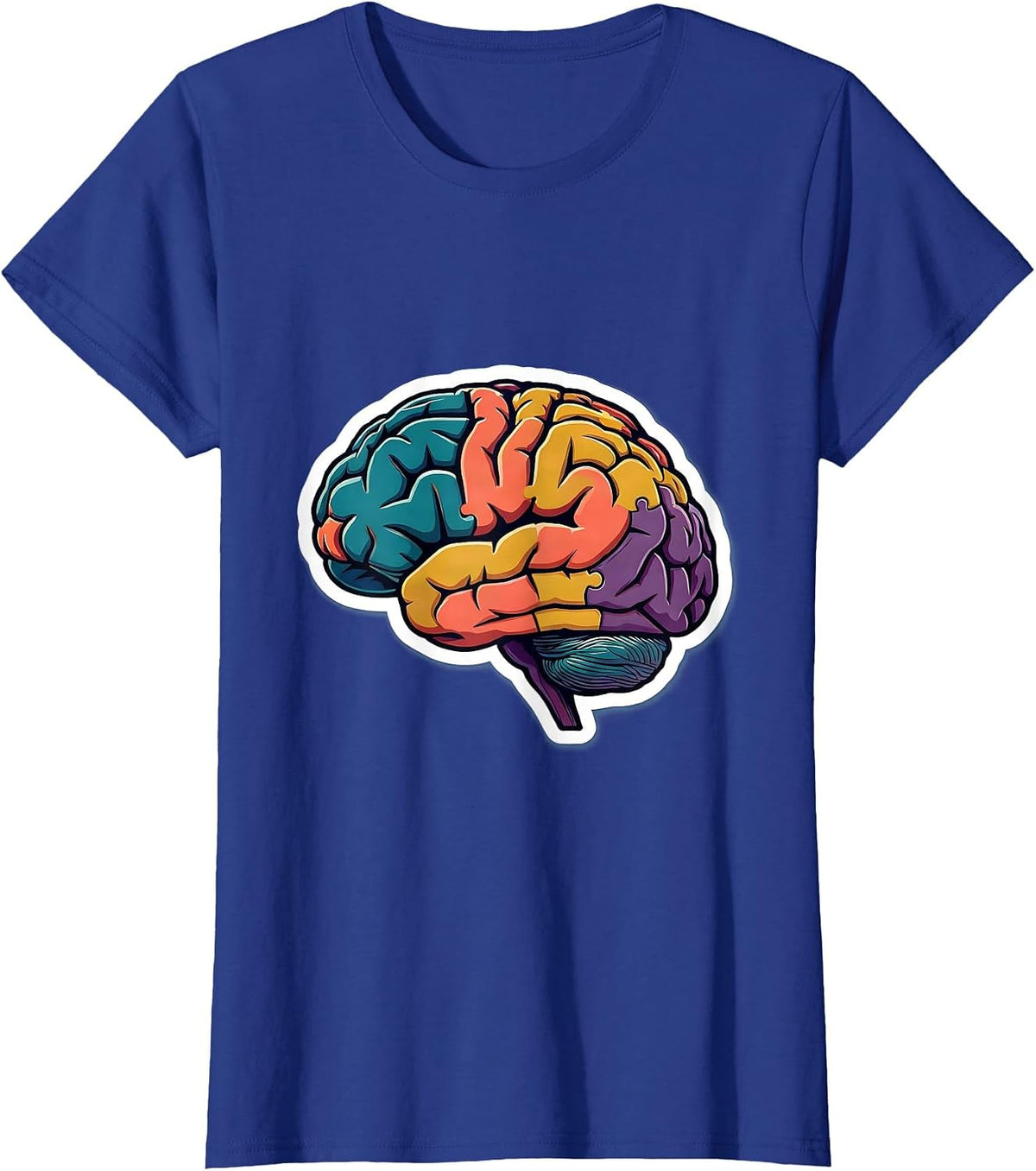 Women's Occupational Therapy Brain Puzzle Illustration T-Shirt - Royal Blue