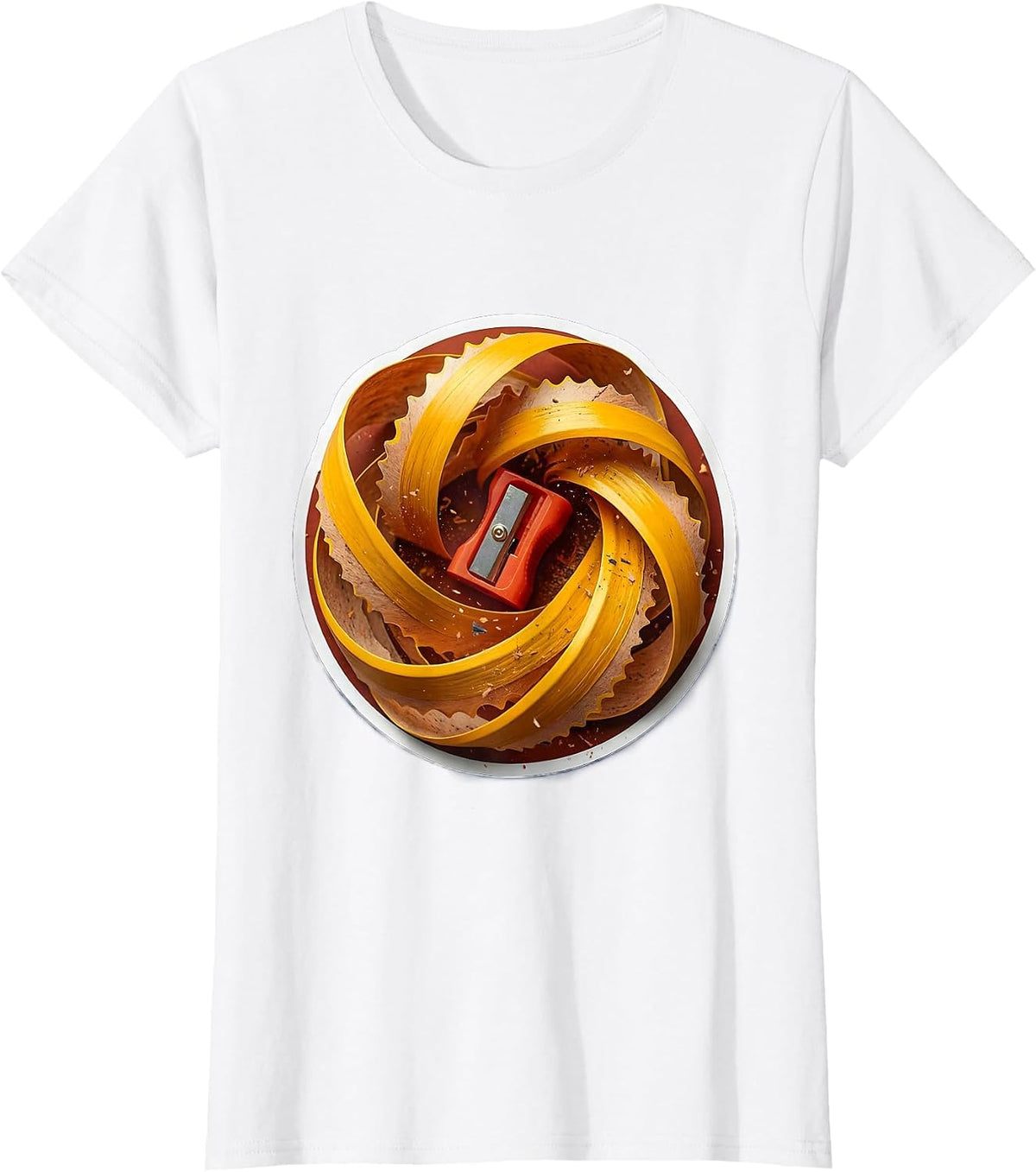 Women's Pencil Sharpener Curling Shaving English Teacher T-Shirt - White