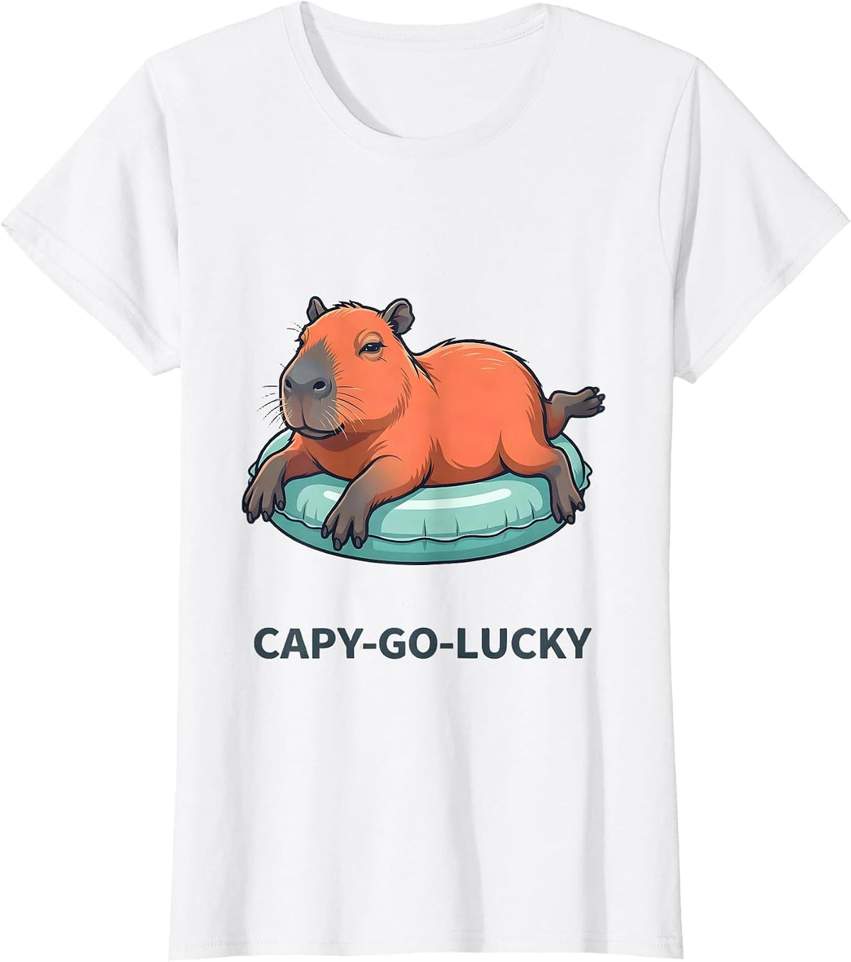 Capy-Go-Lucky Funny Capybara Animal Lover Humor T-Shirt - White