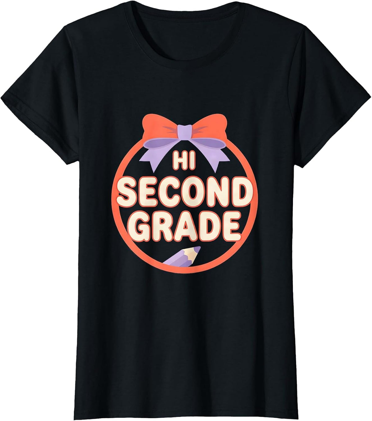 Women's Hi, Second Grade Coquette Bow Back to School Teacher Student T-Shirt - Black