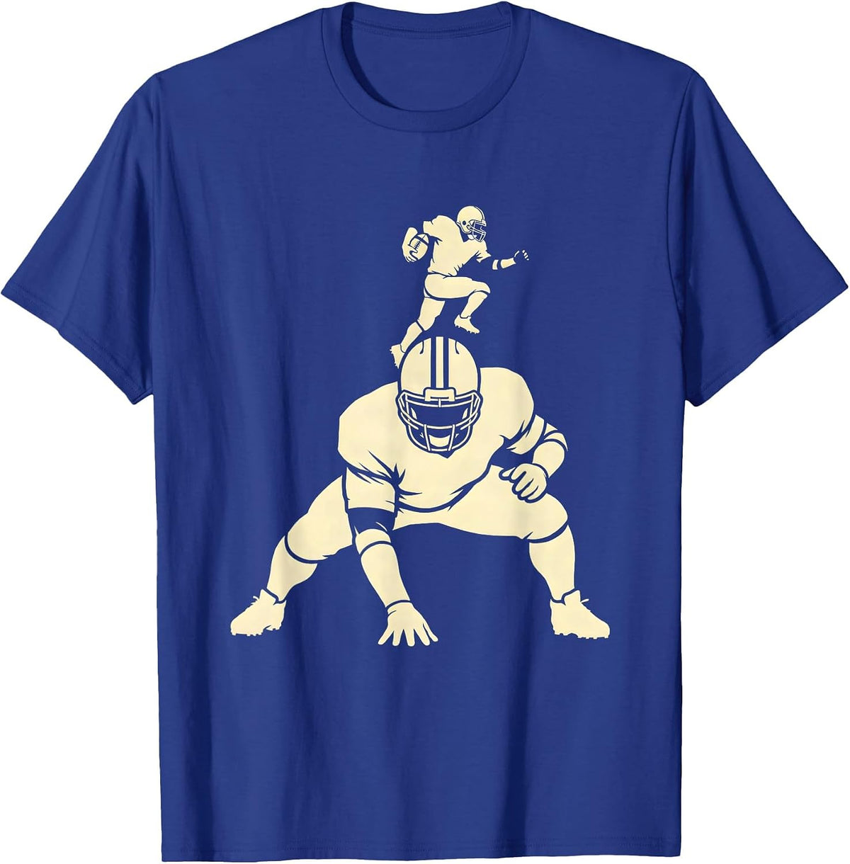 Lineman Silhouette Football Fan Humor T-Shirt - Royal Blue