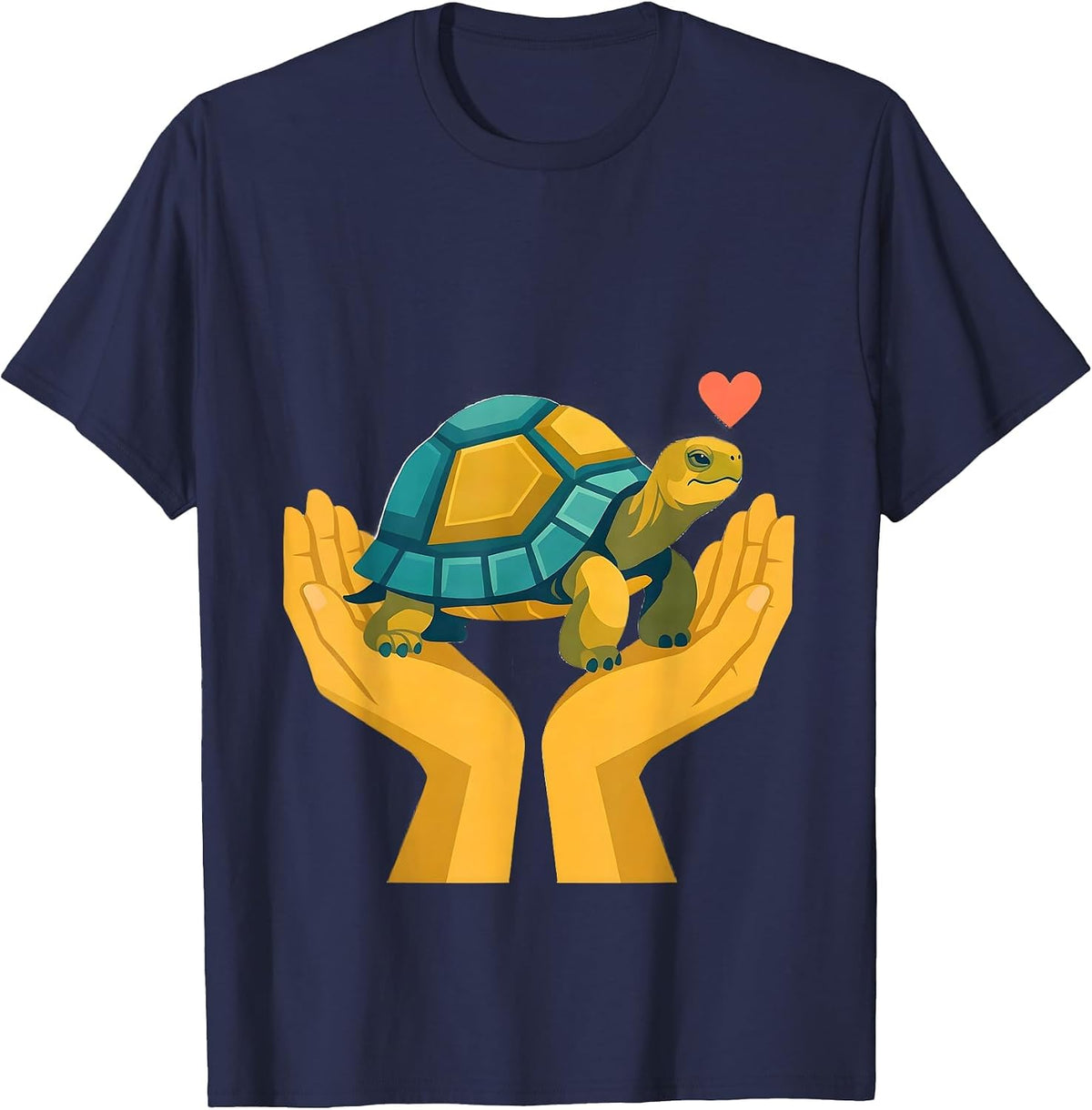 Cupped Tortoise Calm Tortoise Lover Gift T-Shirt - Navy Blue
