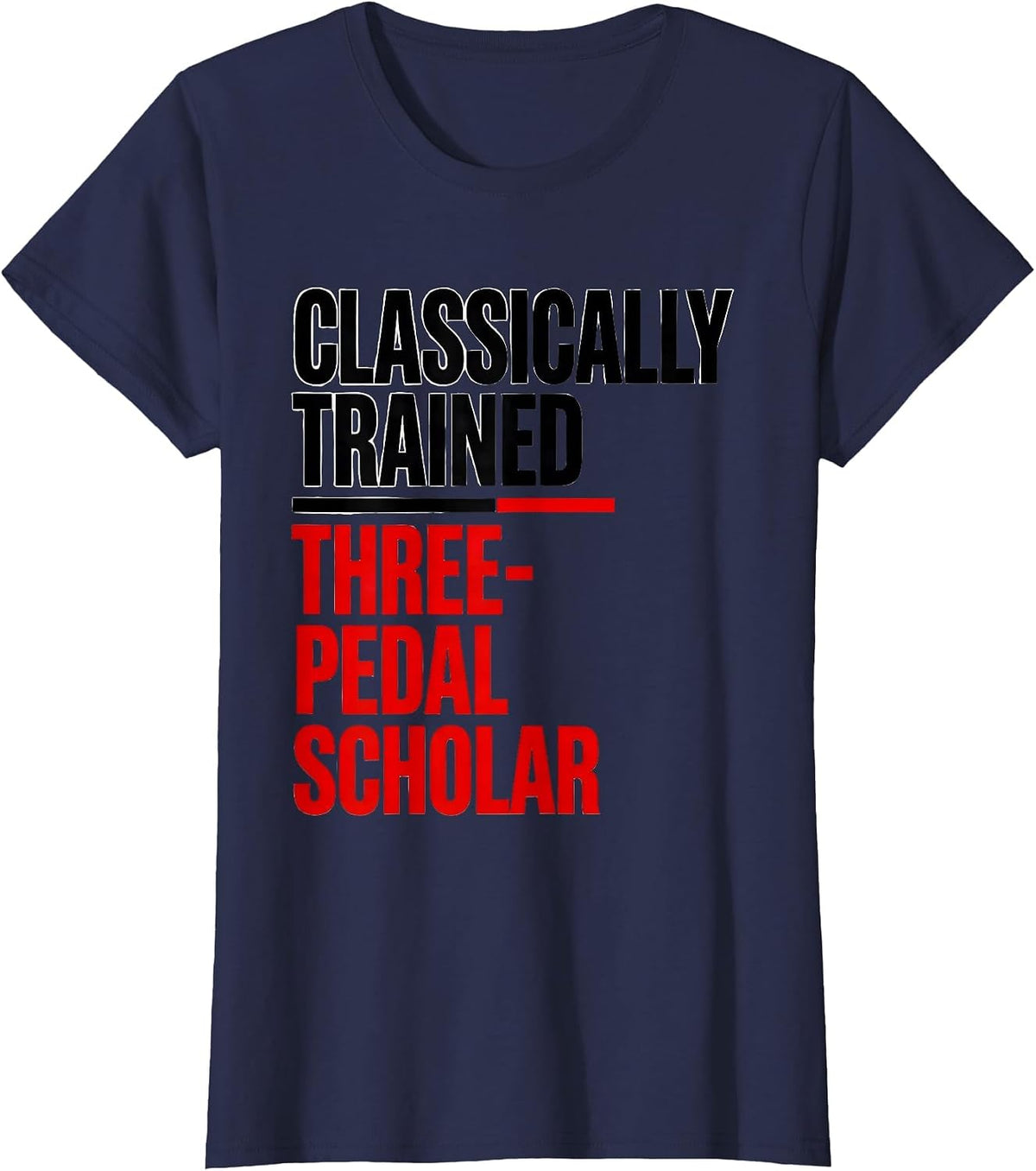Women's Classically Trained, Three-Pedal Scholar Car Guy T-Shirt - Navy Blue