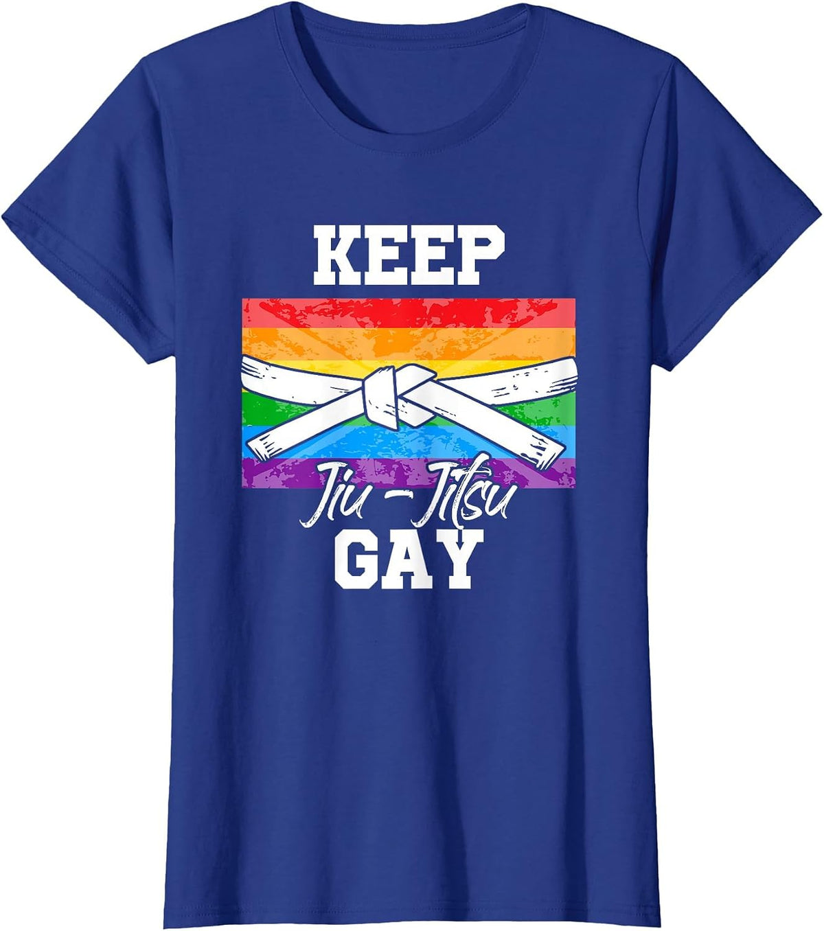 Keep Jiu Jitsu Gay LGBT Pride Month Ally Flag T-Shirt - Royal Blue