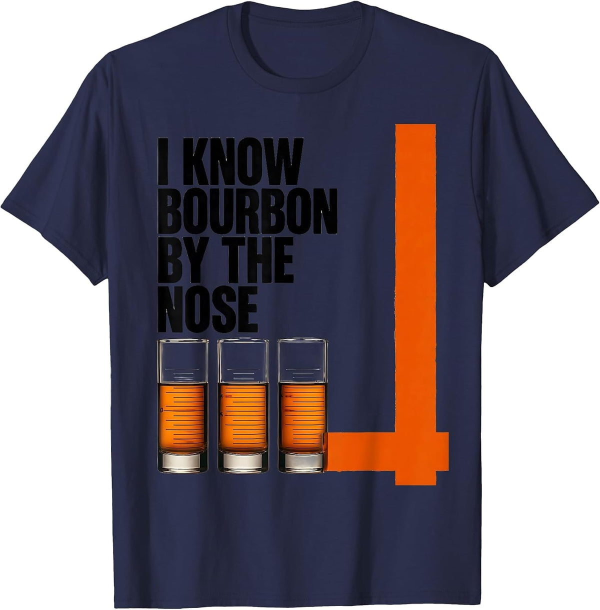 I Know Bourbon By The Nose Funny Bourbon Lover Drinking T-Shirt - Navy Blue
