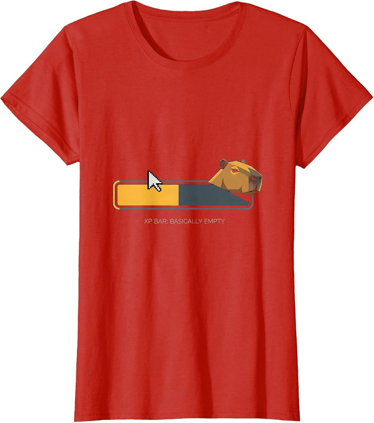 XP Bar: Basically Empty Funny Capybara Gamer Humor T-Shirt - Red