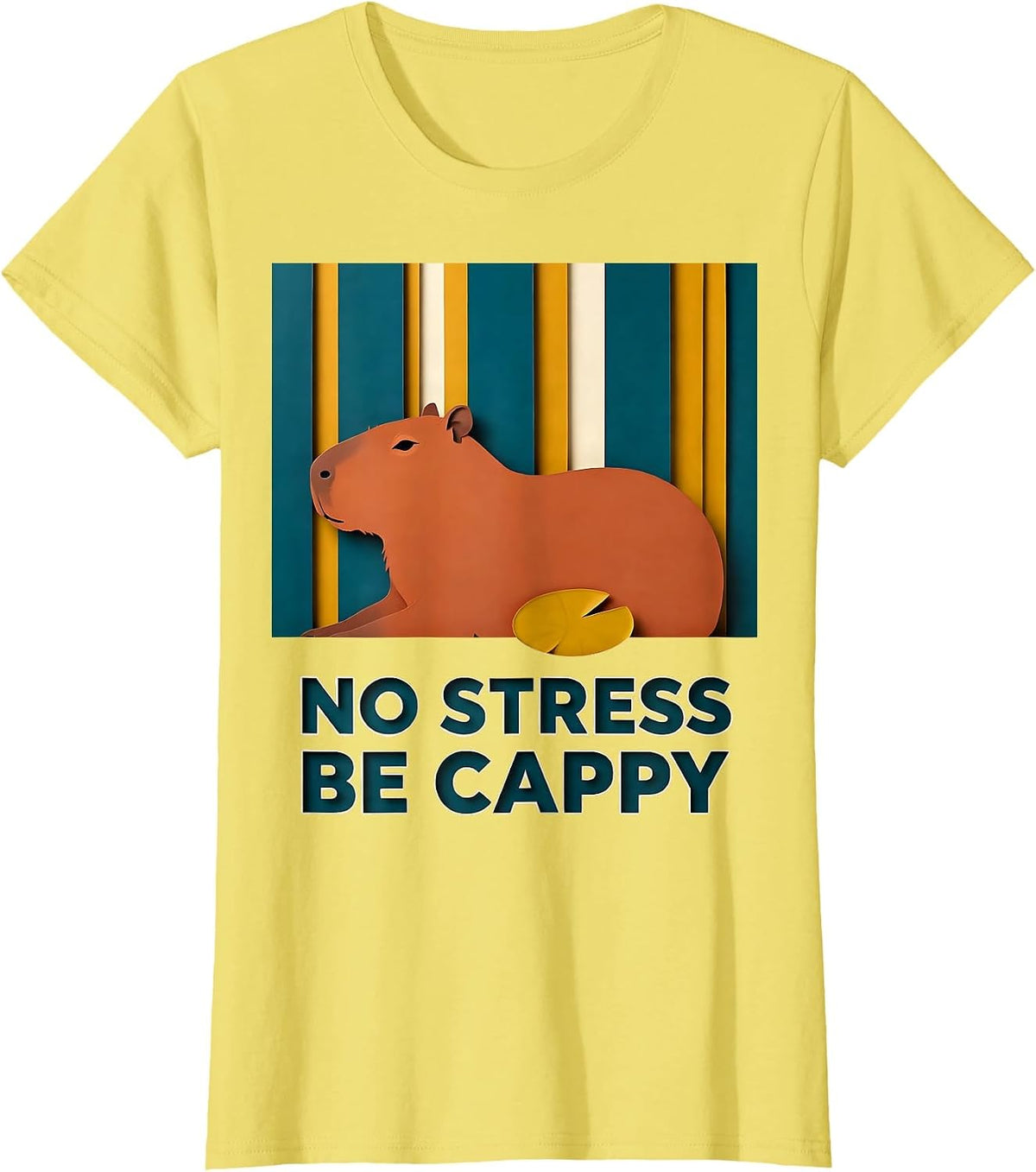 No Stress Be Cappy Funny Capybara Animal Meme Humor T-Shirt - Lemon Yellow