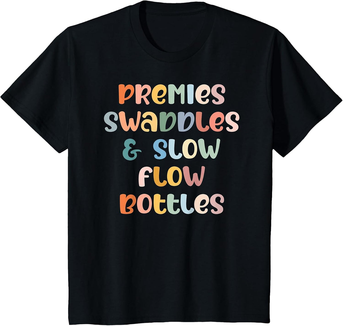 NICU Nurse Neonatal Premies Swaddles & Bottles Tiny Human T-Shirt - Black