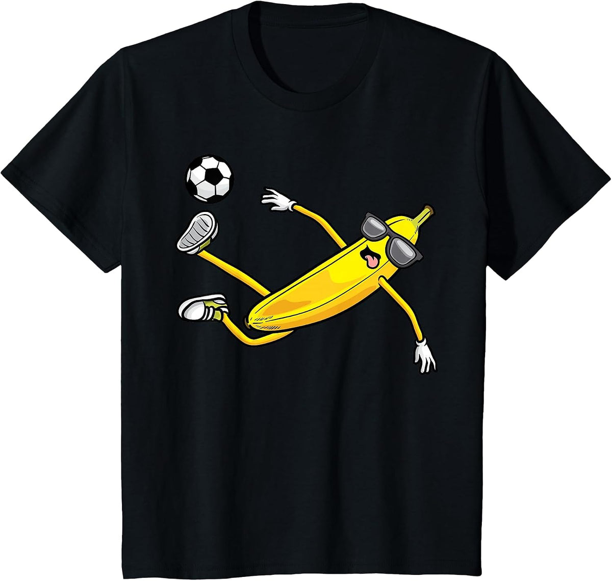 Banana Playing Soccer Fruit Soccer Player T-Shirt - Black