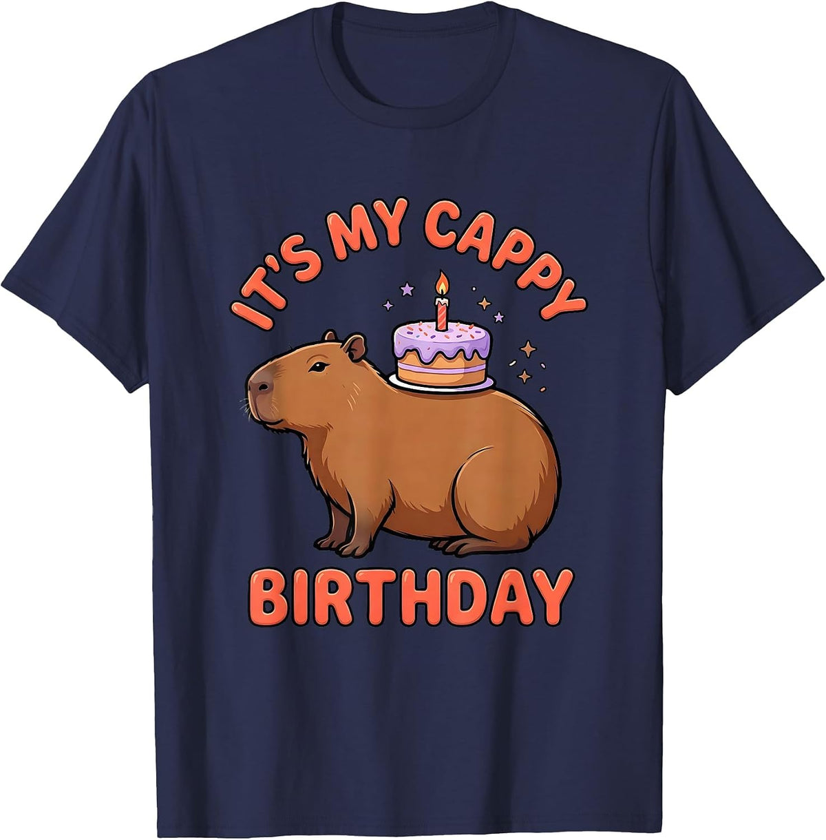 Men's It's My Cappy Birthday Kawaii Capybara Birthday Gift T-Shirt - Navy Blue