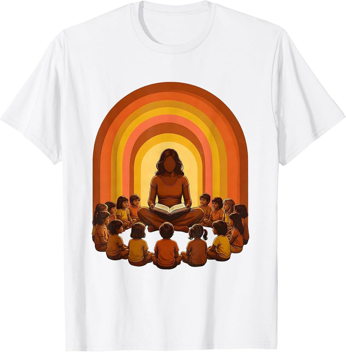 PreK Teacher Reading Aloud to Children Illustration T-Shirt - White