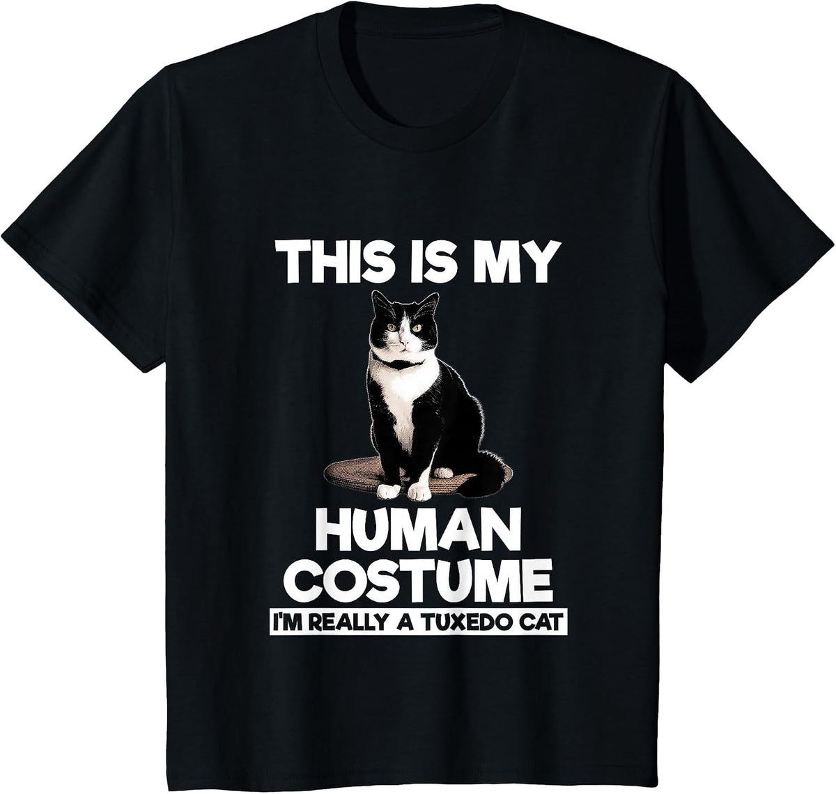 Funny Tuxedo Cat Shirt Halloween This is My Human Costume T-Shirt - Black