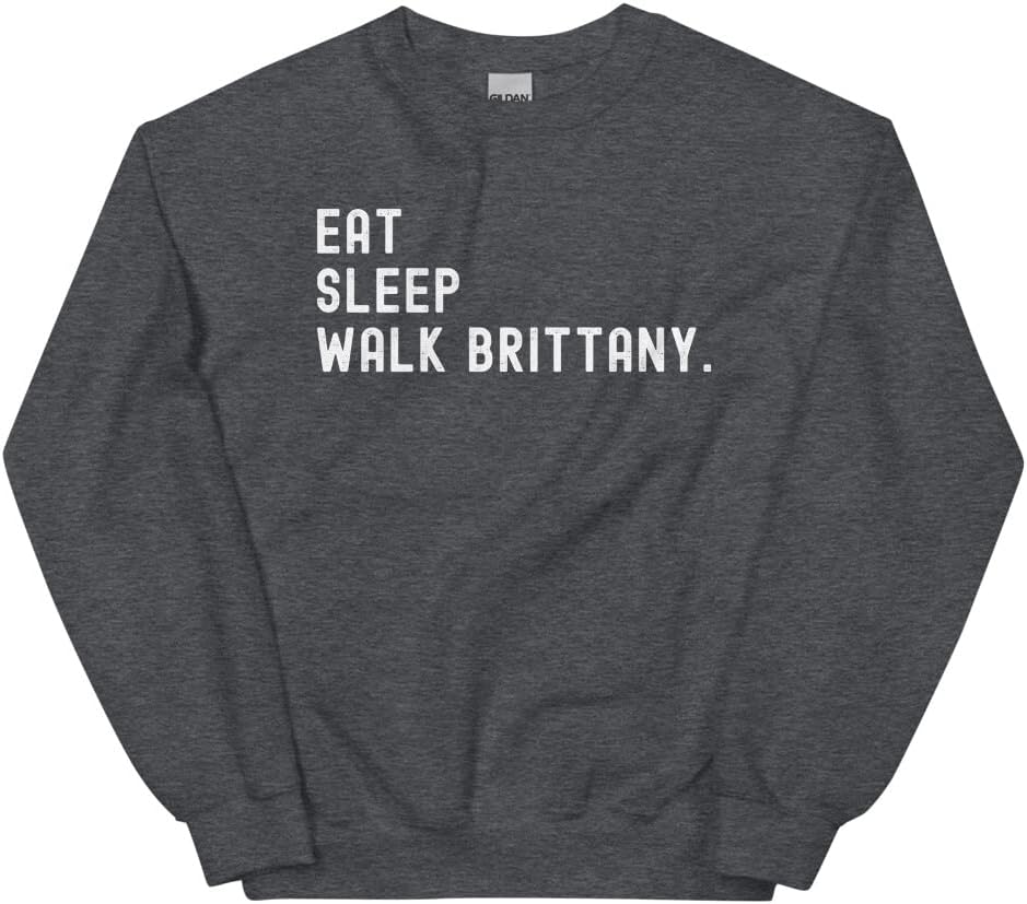 Eat Sleep Walk Brittany Dog Sweatshirt, Brittany Dog Owner, Brittany Dog Lover Gift - Dark Heather