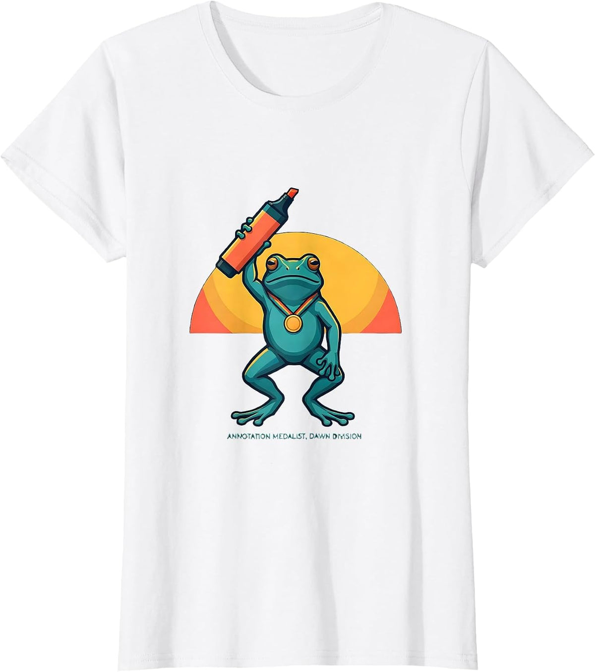 Annotation Medalist Dawn Division Funny Frog Teacher Humor T-Shirt - White
