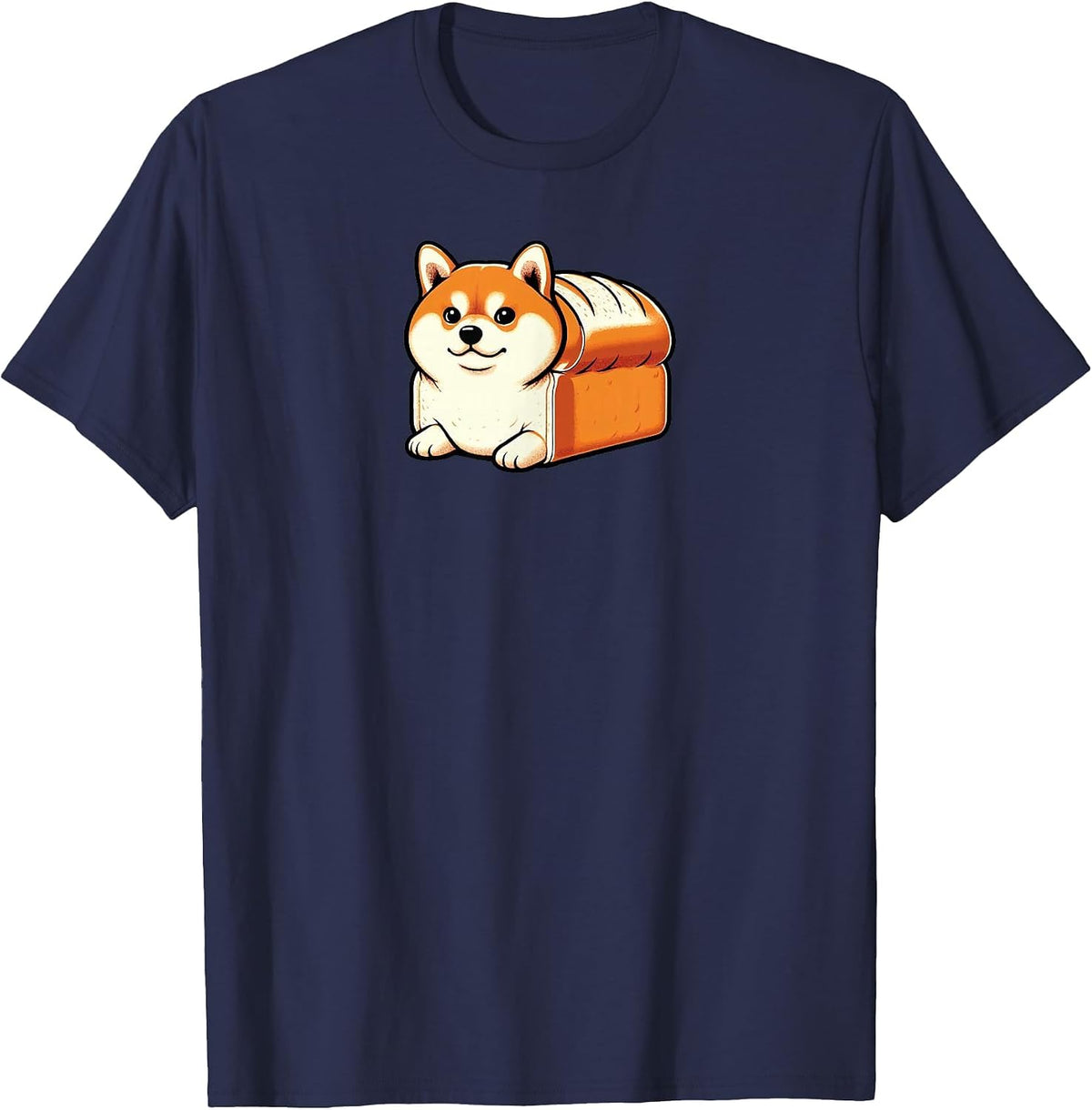 Shiba Inu Loaf of Bread Kawaii Vintage Style T-Shirt - Navy Blue