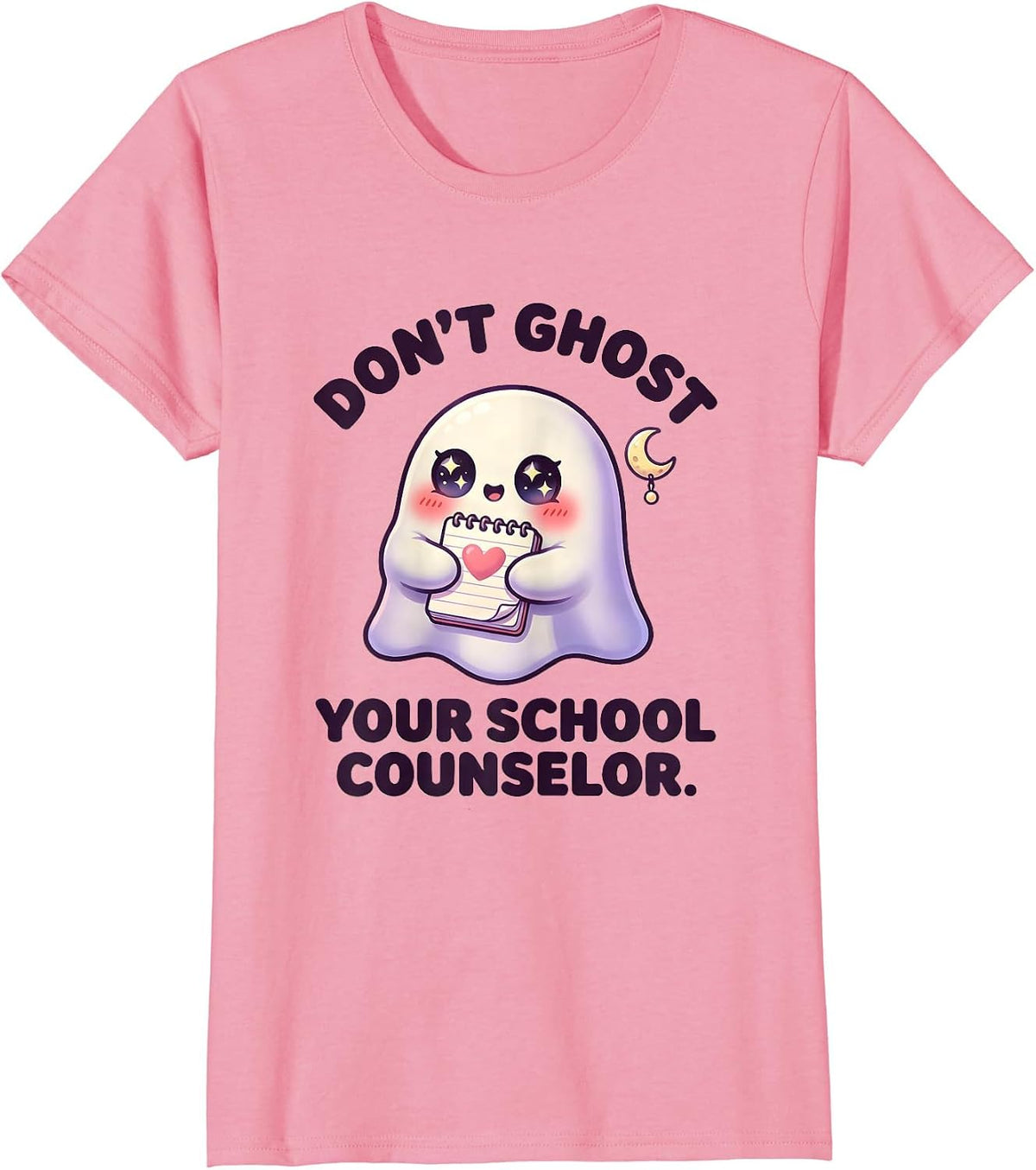 Women's Don't Ghost Your School Counselor Cute Kawaii Halloween T-Shirt - Pink