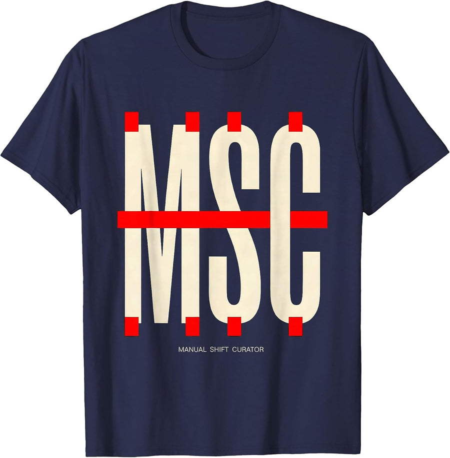 Manual Shift Curator Funny Manual Transmission Car T-Shirt - Navy Blue