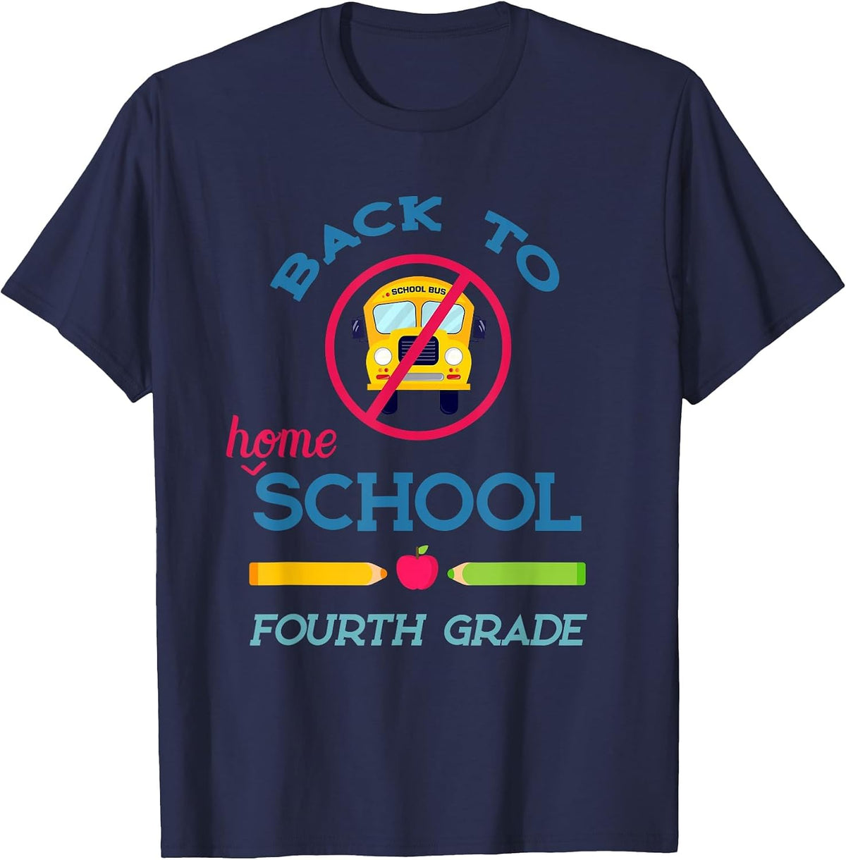 Back to Homeschool - Fourth 4th Grade School Kids Teacher T-Shirt - Navy Blue